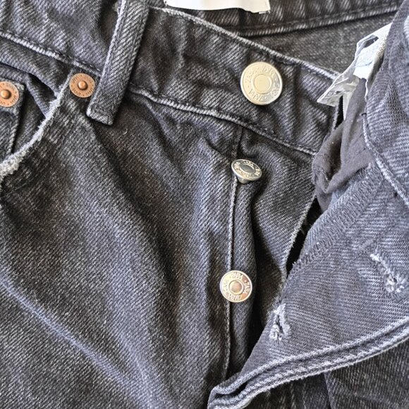 Zara Women's Denim Black High Rise Cut Off Distressed Jean Shorts | Size 4 - Picture 5 of 6